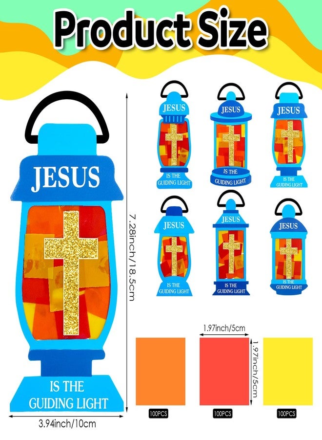 Lunmon 24 Sets Jesus Lights The Way Tissue Crafts for Kids Easter Religious Crafts Jesus Cross Oil Lamp Tissue Paper DIY Christian Easter Gifts for Vbs Sunday School Church Home Classroom Activities - Image 2